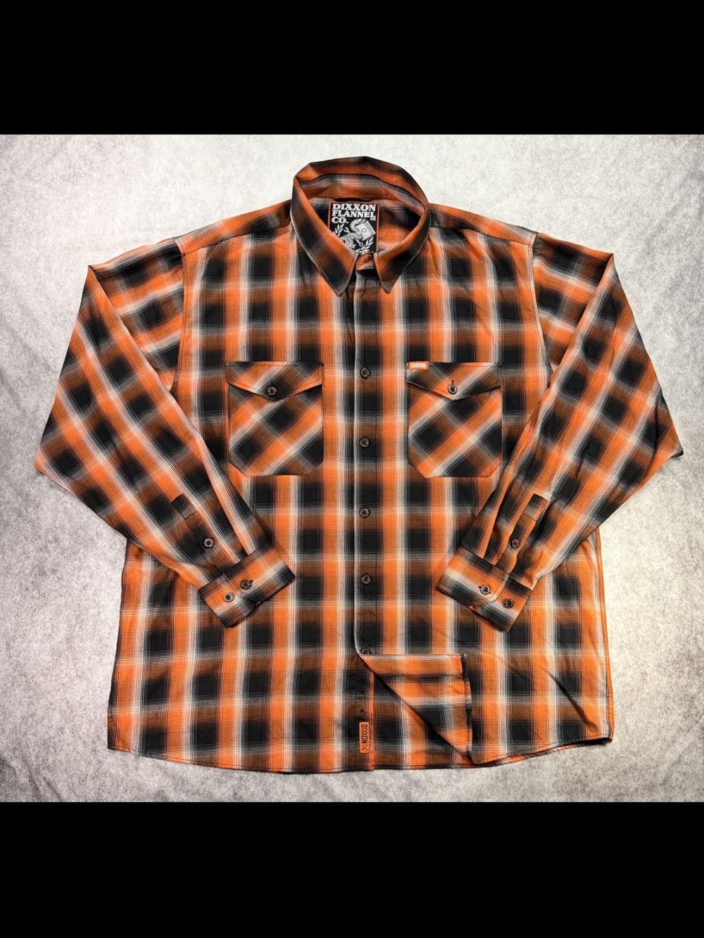 Dixxon Flannel The Piston Orange Black and White Long Sleeve Plaid 3XL
